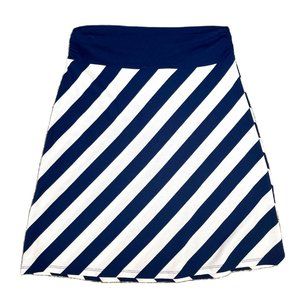Navy and White Striped Skirt - M